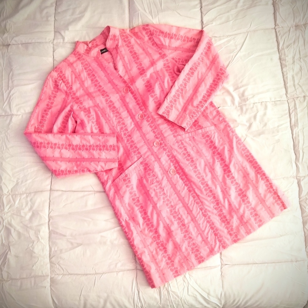 Embroidered Pink Long Jacket EUC
